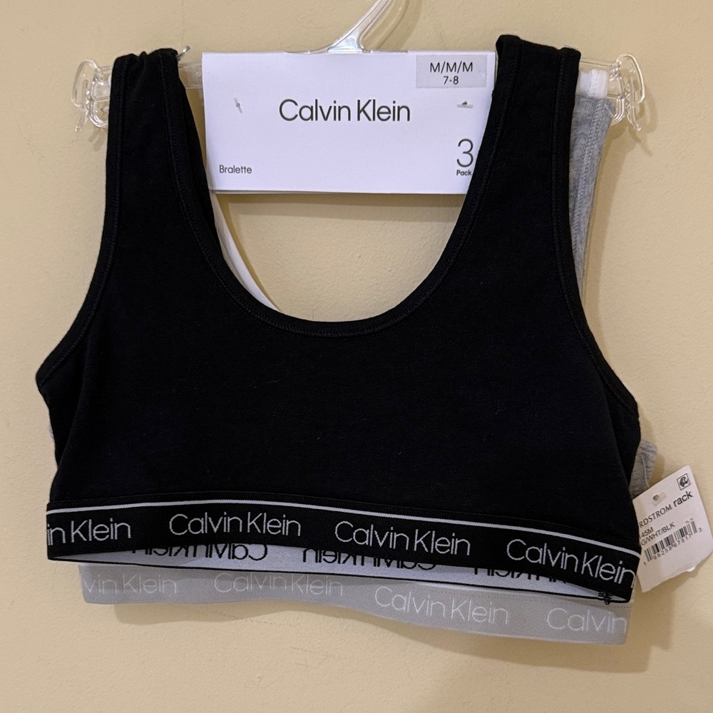 Calvin Klein Three Bra Bralette Calvin Klein Bra top Junior Bra  medium 7-8 New